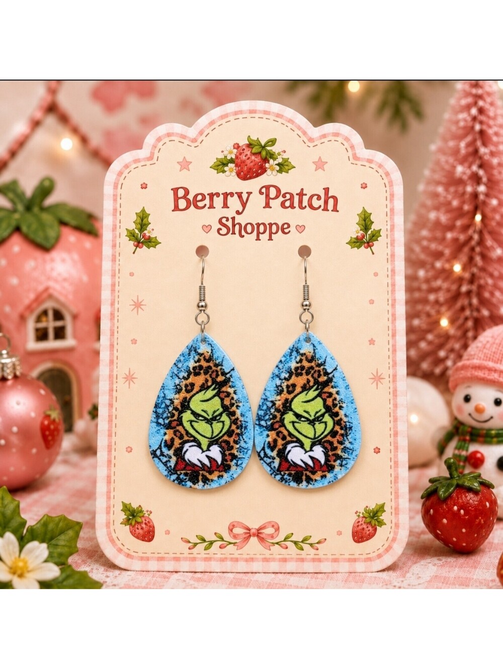Dr. Seuss's How the Grinch Stole Christmas Fake Leather Hypoallergenic Earrings